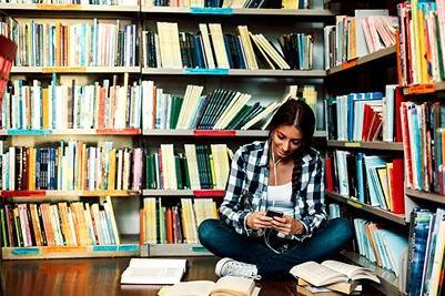 Girl reading in mobile